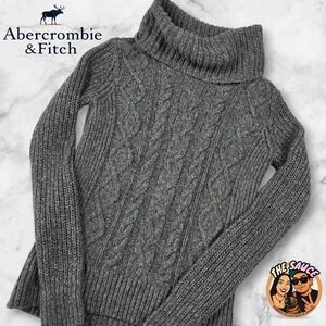 Abercrombie & Fitch‎ Gray Cable Knit Turtleneck Sweater Women's Medium Fisherman